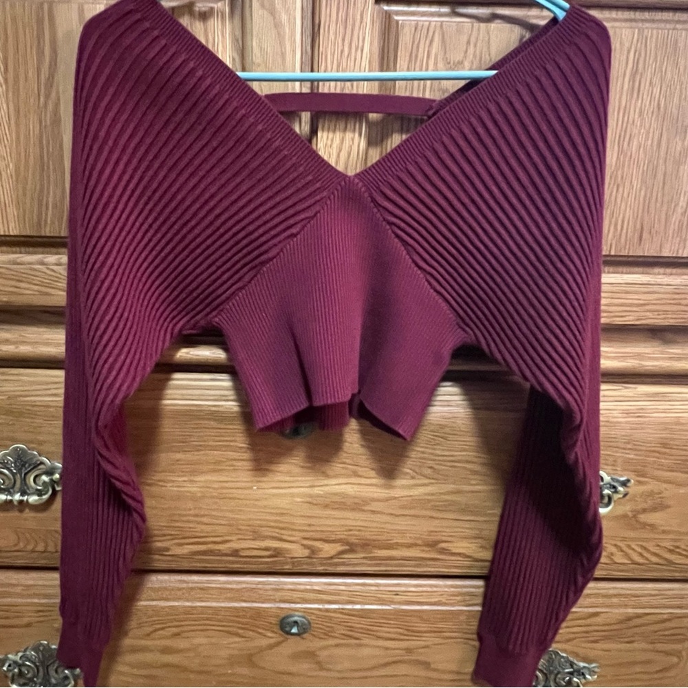 Windsor Maroon Ribbed Knit Top